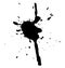 An ink stain with smudges and splashes. Abstract bright vector illustration. The paint drips down in two large drops