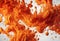 Ink water explosion effect. Orange fire flames