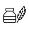 inkwell, ink, feather, write fully editable vector icon