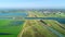 Inland Cargo Ship Approaching an Aqueduct - Friesland, The Netherlands 4K Drone Footage