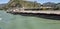 Inland shipping vessel, the YBBS on the Danube River pushing a loaded barge, Wachau Valley, Lower Austria