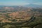 Inland Sicily and the road leading between the hills to the volcano Etna