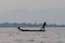 Inle, Myanmar - March 2019: Traditional Burmese leg rowing fisherman at Inle lake