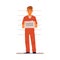 Inmate or convict character in police station flat vector illustration isolated.