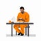 inmate eating vector flat minimalistic isolated illustration