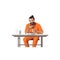 inmate eating vector flat minimalistic isolated illustration