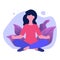 Inner control concept. Finding inner peace. Carefree calm woman meditating.