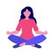 Inner control concept. Finding inner peace. Carefree calm woman meditating.