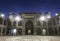 Inner court of the Sherdor madrasah on Registan square in Samarkand at night,