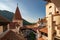 The inner courtyard of the castle Bran - known for the myth of Count Dracula. Transylvania, Romania