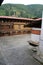 The inner courtyard of the dzong of Paro, Bhutan, was left