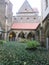 Inner courtyard of the royal castle in Mason. Planted flower bushes.