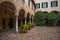 Inner courtyard, traditional Lombardy architecture. Italy