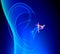Inner Ear Detailed Anatomy with Pinna on blue background