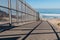 Inner Fence of International Border Wall Extending to Pacific Ocean