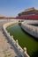 Inner Golden River with marble bridges decorated carved balustrades in Forbidden City, Beijing, China