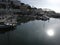 The inner harbour at Torquay Devon England UK sun glistening on the water