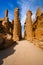 Inner view of a temple and carved pillars of the great hypostyle hall in the Precinct of Amon Re, Situated at Karnak Temple comple