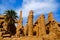 Inner view of a temple and carved pillars of the great hypostyle hall in the Precinct of Amon Re, Situated at Karnak Temple comple