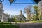 Inner yard of the Andronikov monastery. Spassky Cathedral and fragment of the Church of Archangel Michael, Moscow.