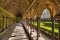 Inner yard garden surrounded by archade corridor of Saint-Michel abbey, France