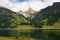Innerthal lake and Swiss mountains