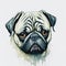 Innocence Unleashed: Captivating Watercolor Portrait of a Beautiful Pug Puppy