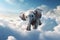 Innocent Baby elephant in clouds. Generate Ai