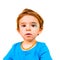 Innocent baby face isolated painted blue face expression newborn
