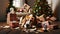 Innocent Beagle Lying Near Damaged Gifts and Christmas Tree