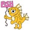 Innocent faced goldfish carrying a words balloon. doodle icon image kawaii