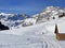 Innocently clear white snow on alpine peaks Schofwisspitz, Schwarzchopf and Stoss in Alpstein mountain range and in Appenzell Alps