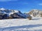 Innocently clear white snow on alpine peaks Schofwisspitz, Schwarzchopf and Stoss in Alpstein mountain range and in Appenzell Alps