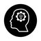 Innovating, mindset icon. Black vector design