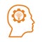 Innovating, mindset icon. Orange vector design