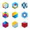 Innovation building future real estate virtual game cube logo icons