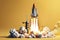 Innovation Ignition: Rocket Launch Isolated on Yellow Background â€“ New Ideas Concept