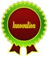 INNOVATION on red and green round ribbon badge.