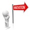 Innovation - signpost with one arrow, cartoon character