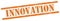 INNOVATION text on orange grungy rectangle stamp