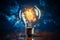 Innovations spark, shining bulbs kindle creative ideas with technological radiance