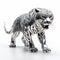 Innovative 3d Rendering: Silver Tiger In Algorithmic Artistry