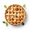 Innovative Apple Pie With Latticed Leaves On White Background