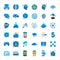 Innovative artificial intelligence and technology icon set in flat color style