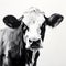 Innovative Black And White Cow Art With Minimalist Style And Bold Saturation