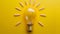 Innovative concept vibrant yellow background highlights illuminated light bulb