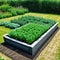 An innovative design for a raised bed in a garden created with