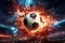 Innovative Futuristic soccer fire ball. Generate Ai