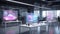 Innovative holographic monitors in a modern business center.