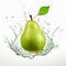 Innovative Kitchen Still Life Green Pear Splashing Through Water